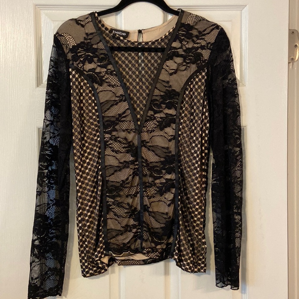 Black and nude sexy lace top!